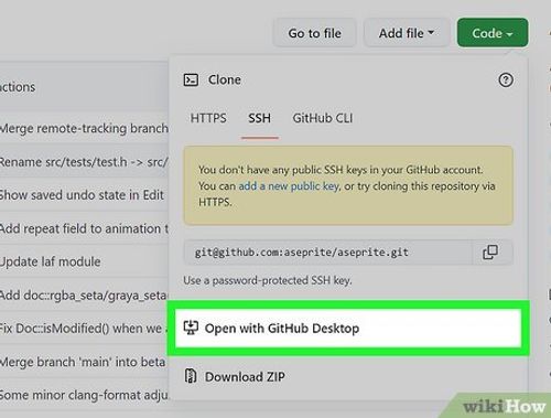 Step 6 Click Open with GitHub Desktop.