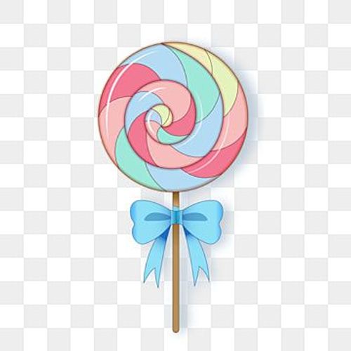 a colorful lollipop on a stick with blue bow, cartoon, candy png and psd