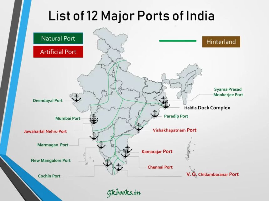 Main Sea Ports in India Map PDF 2023
