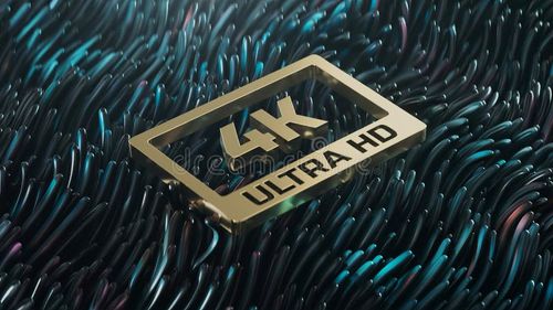 3d render Golden logo 4k ultra hd on an abstract seaweed background in 4k. 4k ultra hd logo illustrations