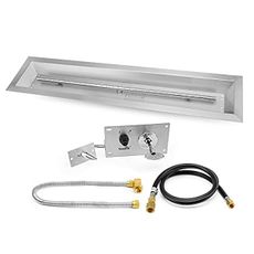 Stanbroil 30 x 6 Inch Linear Natural Gas Fire Pit Burner Kits with Spark Ignition, 304 Stainless Steel Firepit Replacement for Outside Fire Table Backyard, 54,000 BTU'S Max