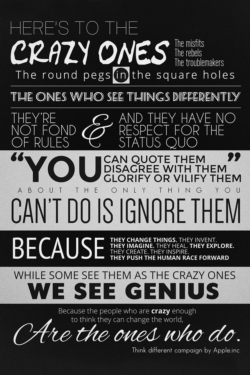 Here&#39;s To The Crazy Ones - Think Different - Steve Jobs Quote - Poster Paper Print (18 inch X 12 inch, Rolled)