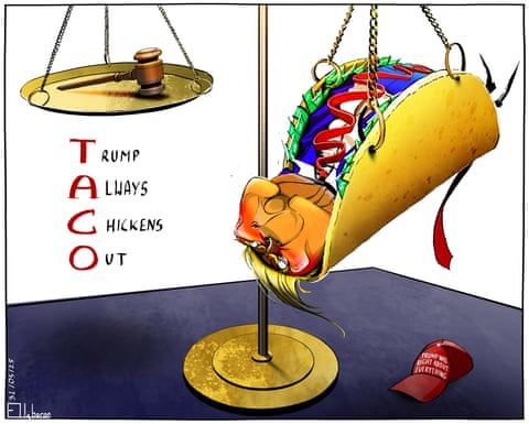 Ella Baron on Donald Trump’s unhappiness at the ‘taco’ jibes – cartoon