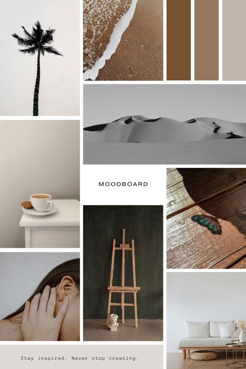 Beige Minimalist Aesthetic Grid Moodboard Photo Collage