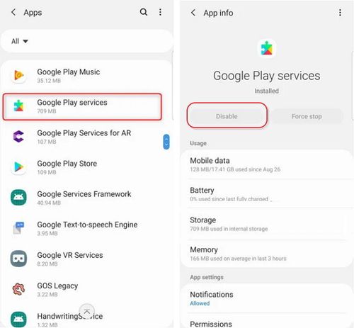 disable google play services