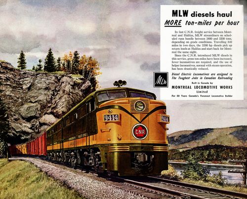 Canadian National's Montreal Locomotive Works Diesels 8" x 10" Metal Sign