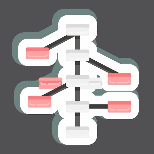 Vector sticker decision trees related to machine learning symbol editable