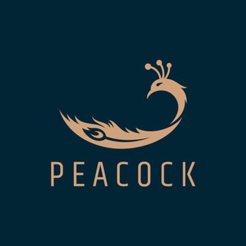 peacock feather logo vector. elegant bird flat style. simple modern animal design