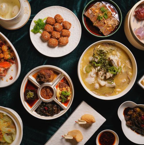 Sizzling hot pot with ingredients