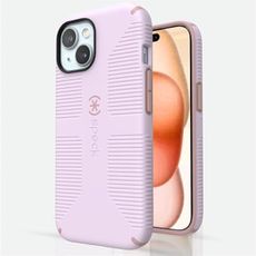 Speck iPhone 15 Case - Built for MagSafe, Drop Protection Grip – for iPhone 15 iPhone 14 & iPhone 13 - Scratch Resistant, Soft Touch, 6.1 Inch Phone Case - CandyShell Grip Soft Lilac/Carnation Petal
