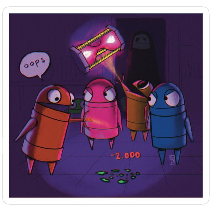 three cartoon characters are standing in front of a light that is shining on the floor