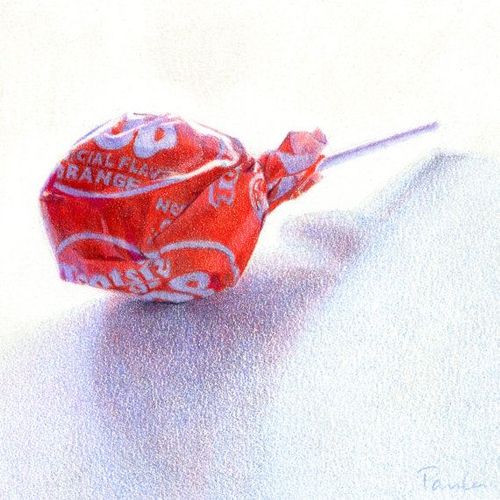 Orange Tootsie Pop - PRINT of a colored pencil drawing | Color pencil drawing, Candy drawing, Color pencil art