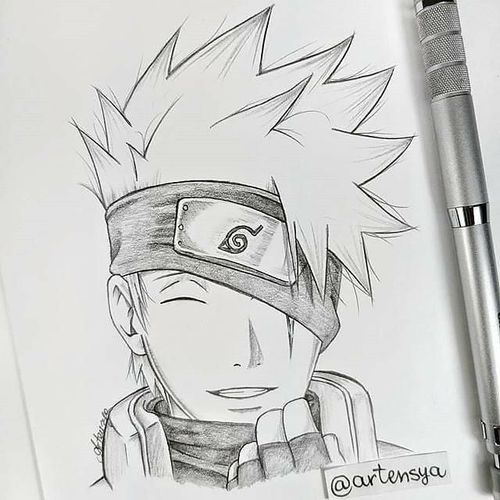 a pencil drawing of naruto from the anime