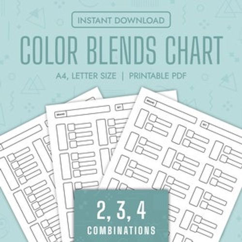 Color Blends Chart Color Combinations Chart Printable Color Blend Combination Swatch Chart Template Page Color Swatch Chart Sheet Template
