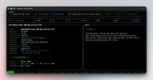 llmfit - 1秒测出：你的电脑能跑哪些 AI 大模型 4