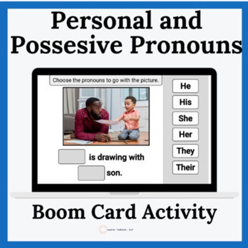 Preview of Personal and Possessive Pronoun Sentences He/His, She/Her, They/Their Boom Cards