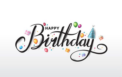 happy birthday typography black color vector design with birthday party element isolated on white background can be use for background, poster and template