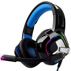August Gaming Headphones for PC PS4 Xbox Switch Wired USB Double Jack EPG100L - Gaming Headset with RGB-LED Light Noise Reduction Microphone 50mm Driver Flip Mute 4D Surround Sound 3.5mm Cable