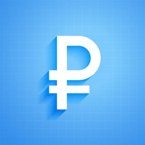 russian ruble symbol on blue background vector