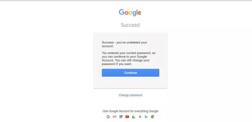 Image: Confirmation that you have successfully recovered your account