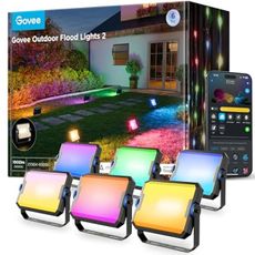 Govee Outdoor Flood Lights 2, RGBIC Warm Cold White LED Lights for Outdoor Decorations, 50 Scene Modes, Landscape Lighting, Upgraded IP66 with App Control, Wired 6 Pack