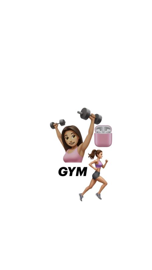 a woman is lifting dumbs with the word gym above her head and an image of a