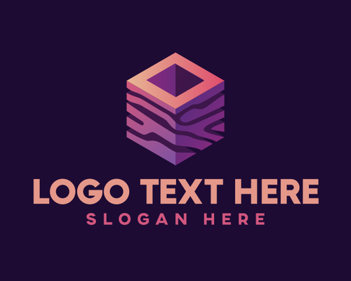 3D Gradient Tech Cube