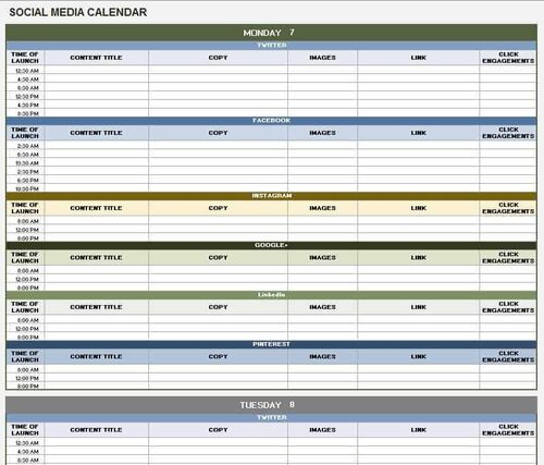 Social Media Calendar Template