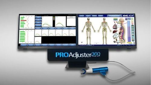 The Pro-Adjuster 360 chiropractic treatment instrument and patient education system all-in-one.