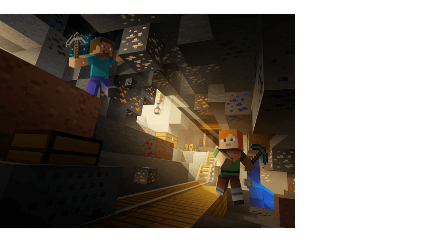 Más de una docena de criaturas de Minecraft saltando hacia el espectador