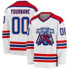 Custom Hockey Jersey Printed Stitched Personalized Name Number Logo Sports Hockey Long Sleeve for Men Women Youth White Red