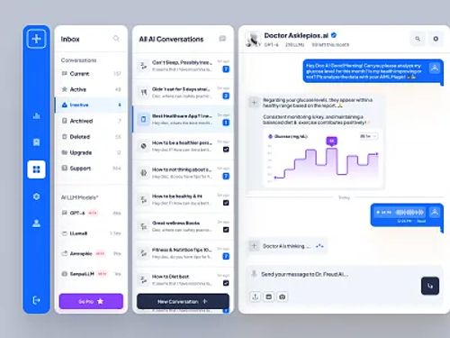 asklepios: AI Healthcare & Wellness App | AI Health Companion ai chatbot app ai chatbot dashboard ai chatbot ui ai doctor companion blue chat ui dashboard dashboard ui doctor dashboard health dashboard healthcare ai assistant healthcare ai chatbot healthcare ai companion healthcare app healthcare dashboard medical dashbaord modern ui kit virtual care wellness dashboard