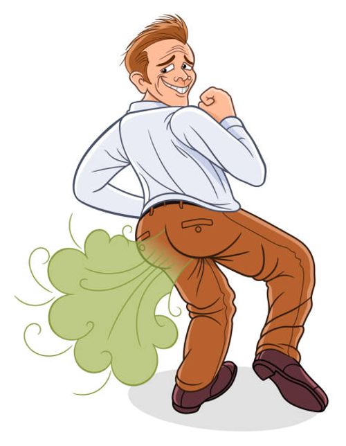 Funny farting man Cartoon funny farting man dancing isolated on white background funny of farts cartoons stock illustrations