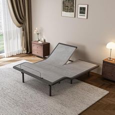 ESHINE Split Queen Adjustable Bed Frame, Smart Bed with Massage, Head & Foot Incline, Wireless Remote, Zero Gravity, Dual USB Ports, Under Bed Light, Split Queen, Grey