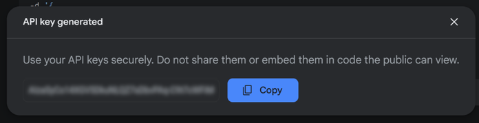 你的新 Gemini API 密钥