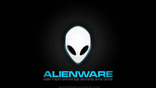 an alienware logo on a black background
