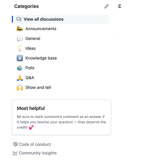 Screenshot of the sidebar of a repository with its various links. A link to the code of conduct is near the bottom.