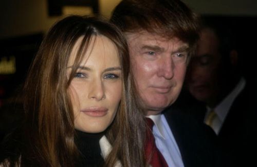 NEW YORK - DECEMBER 9: Model Melania Knauss arrives with developer Donald Trump for the opening night of the musical "Dance of the Vampires" December 9, 2002 at the Minskoff Theatre in New York City.  (Photo by Mark Mainz/Getty Images)