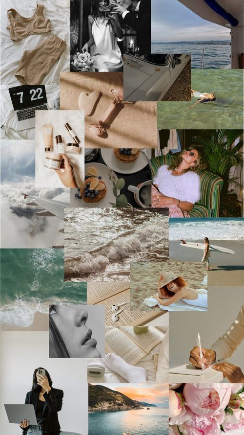 Fondo de Pantalla Movil Vision Board Collage de Fotos Año Nuevo Aesthetic