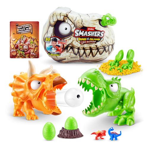 Smashers Dino Island Mini T-Rex Battles Playset by ZURU Boys Dinosaur Battling Toys Shoots Fires Collectible Surprise Unbo...