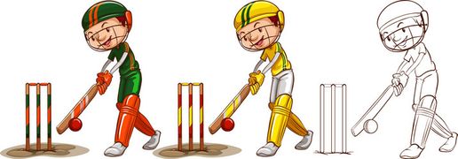 doodle character for cricket players vector