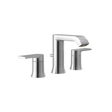 Moen Genta Chrome Two-Handle Widespread Modern Bathroom Faucet with Drain Assembly, Bathroom Sink Faucet 3-Hole Application (Valve Required), T6708