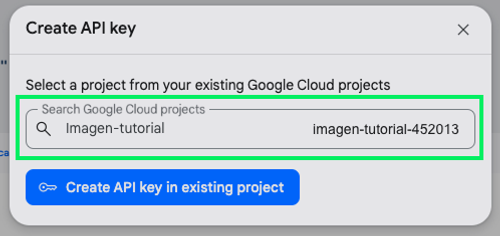 Creating an API key for a specific project in Google Cloud