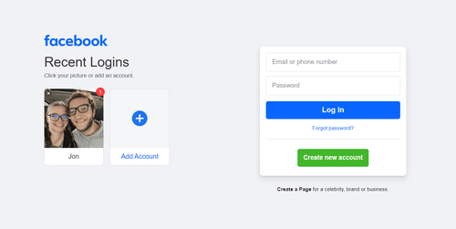 The Recent Logins box on the Facebook website