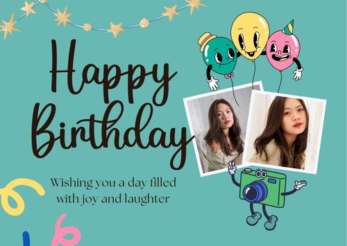 Green Cute Happy Birthday Card