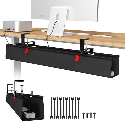 Univivi No Drill Under Desk Cable Management Tray, 36" Cord Organizer for Table, Clamp/Screw Mount Desk Cable Management, ...