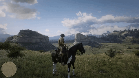 Red Dead Redemption 2 gif caballo montañas