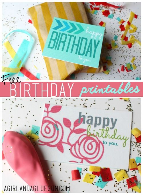birthday cards with free printables on them