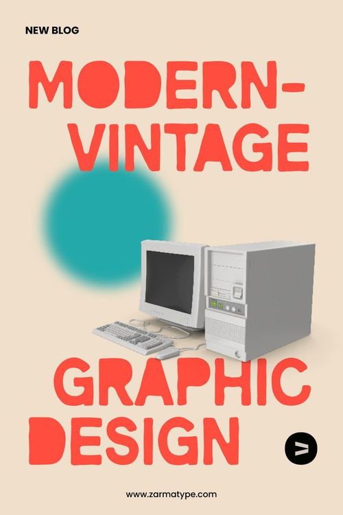 an old computer with the text modern vintage graphic design