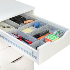 Rajas Goods Drawer Organizer Compatible with Ikea Alex Drawer Unit, 10-Piece Modular Felt Tray Organizer Set, Perfect Fit (Light)